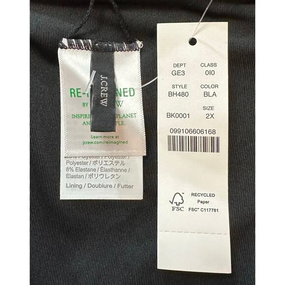 2/$15 NWT J. Crew Scrunchie Hipster Bikini Bottom Black Low-Rise Plus Size 2X - Picture 7 of 10